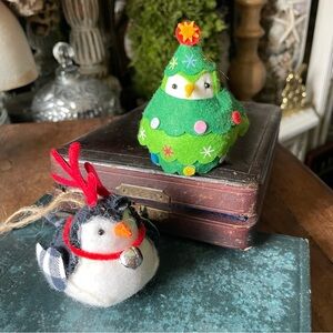 Feathery Friends felt bird Christmas tree ornaments
